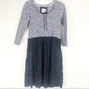 Anthropologie lika marya striped and lace navy dress